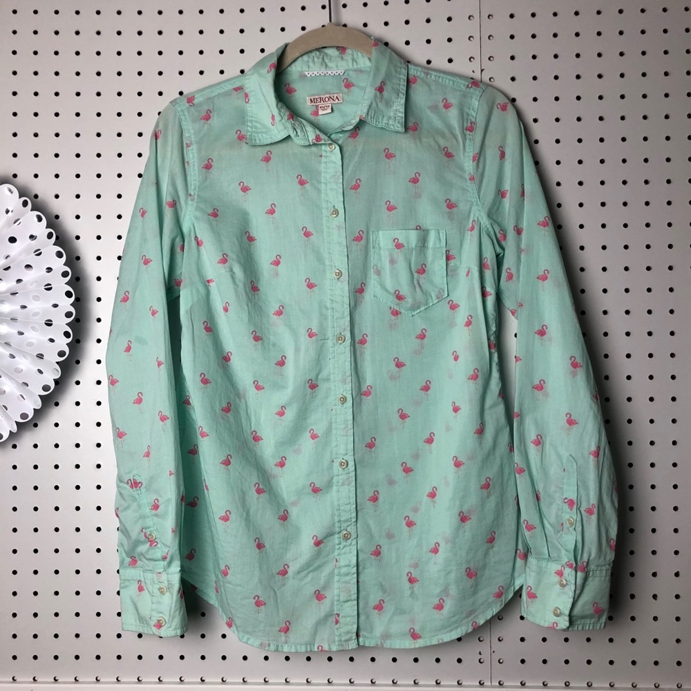 Merona Flamingo Button Down  Blouse